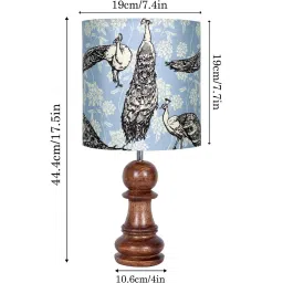 homesake Chess Table Desk Lamp Rustic Wood Base Fabric Shade, Pawn, Peacock image 2