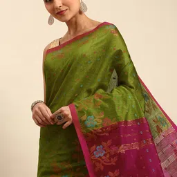 WoodenTant Floral Woven Design Silk Cotton Saree-picture-12
