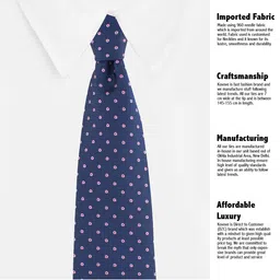 kavove Kovove Navy Blue & White Polka Dot Tie with Pocket Square image 3
