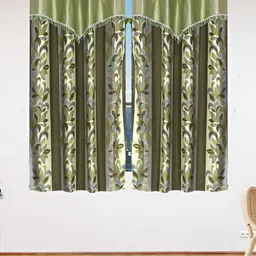 Stella Creations Green 2 Pieces Floral Room Darkening Window Curtains-image-39