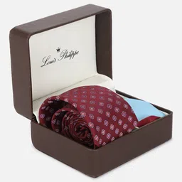 Louis Philippe Men Embroidered Tie And Pocket Square Accessory Gift Set-picture-10
