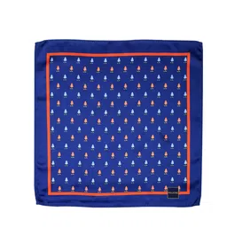 PELUCHE Men Blue & Coral Printed Pocket Square-picture-35