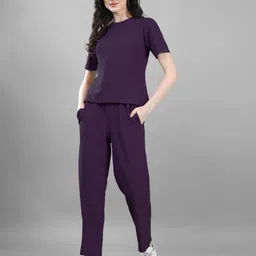 vj fashion Women Night Suit Set Purple Printed-picture-24