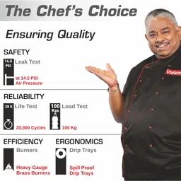 vidiem GS S3 195 A Vector Plus 3 Burner Stainless Steel Gas Stove, Silver, Manual Stainless Steel Manual Gas Stove image 2