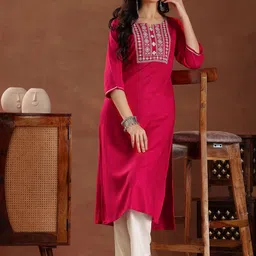 Libas Ethnic Motifs Yoke Design Thread Work Kurta image 1