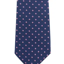 kavove Kovove Navy Blue & White Polka Dot Tie with Pocket Square image 4
