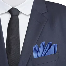 Alvaro Castagnino Men Blue Solid Pocket Square image 2