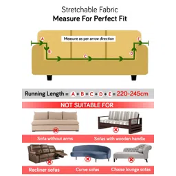 HOKIPO Grey Velvet 200 Gsm 3 Seater Sofa Cover With Arms image 5