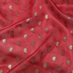 Silk Land Red & Green Paisley Zari Art Silk Banarasi Saree image 5