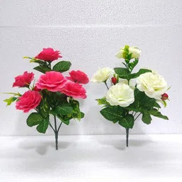 hinddecora White, Pink Rose Artificial Flower image 2