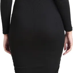 design plus fashion Women Bodycon Black Midi/Calf Length Dress image 3