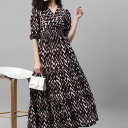 tvadartham fashion hub Printed Crepe Stitched Straight Gown-picture-12