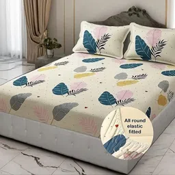 lx loyrex 600 TC Cotton King Printed Fitted (Elastic) Bedsheet-picture-13