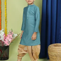 TABARD Boys Ethnic Motifs Embroidered Pure Cotton Chikankari Kurta with Dhoti Pants image 4
