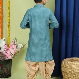 TABARD Boys Ethnic Motifs Embroidered Pure Cotton Chikankari Kurta with Dhoti Pants image 5