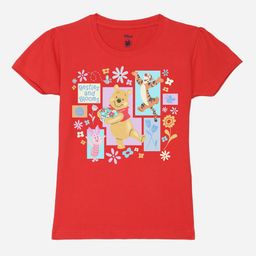 YK Disney Girls Winnie The Pooh Printed Round Neck Short Sleeves Cotton Regular T-shirt-picture-3