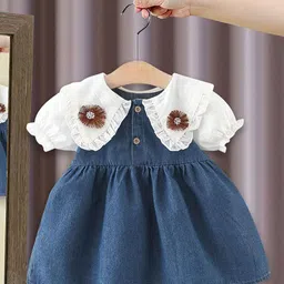 INCLUD Peter Pan collar Short Puff Sleeves Fit & Flare Dress-picture-13