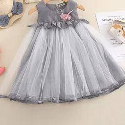 INCLUD Girls Sleeveless Gathered Cotton Fit & Flare Dress-picture-10