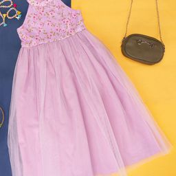 Pantaloons Junior Girls Floral Printed Halter Neck Fit & Flare Dress-picture-39