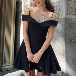 LULU & SKY Cold-Shoulder Sleeves Gathered Detailed Fit & Flare Dress image 1