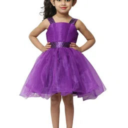 BAESD Girls Self Design Sleeveless Tie Up Net Fit & Flare Dress-picture-26