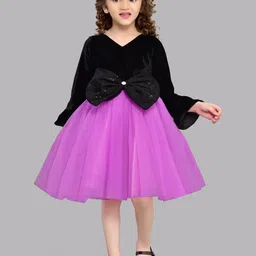 Pink Chick Girls Bell Sleeve Velvet Fit & Flare Dress-picture-34