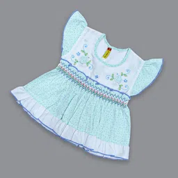 Born Babies Girls Flutter Sleeve Organic Cotton Fit & Flare Dress-picture-12