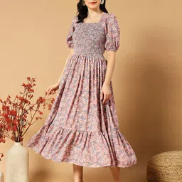 STARWORD Women Floral Printed Fit & Flare Midi Dress-picture-15