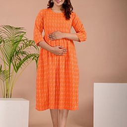 BAESD Ethnic Motifs Printed Gathered Anarkali Maternity Ethnic Dress-picture-20