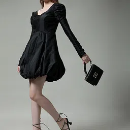 MISH Sweetheart Neck Puff Sleeves Balloon Mini Dress-image-12