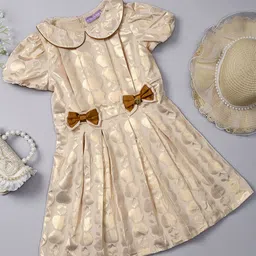 One Friday Girls Printed Peter Pan Collar Puff Sleeve Fit & Flare Dress-image-61