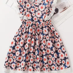 INCLUD Girls Floral Printed Flutter Sleeve Fit & Flare Dress-picture-22