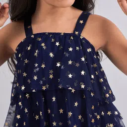 Stylo Bug Girls Floral Printed Shoulder Straps Net Fit & Flare Dress image 4