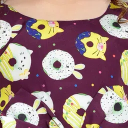 Pink Chick Girls Graphic Print Puff Sleeve Net Fit & Flare Dress image 5