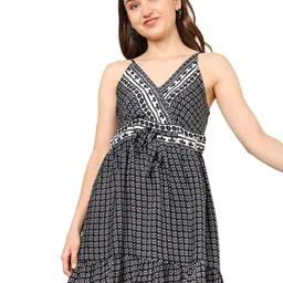 KALINI Floral Printed Shoulder Straps Fit & Flare Dress image 2