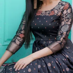 Tasarika Ethnic Motifs Printed Maxi Gown Silk Ethnic Dress image 2