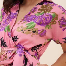 Antheaa Floral Printed Accordion Pleats Fit and Flare Dress image 2