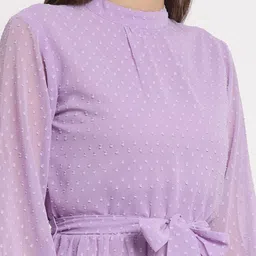 aayu Polka Dot Printed Bell Sleeve Georgette Fit & Flare Dress image 2