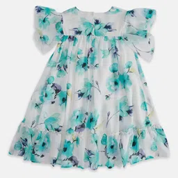 Pantaloons Junior White & Green Floral Empire Dress image 4