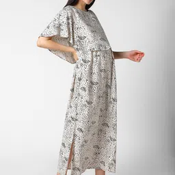 Mystere Paris Animal Print Cape Sleeve Maternity Maxi Dress image 5