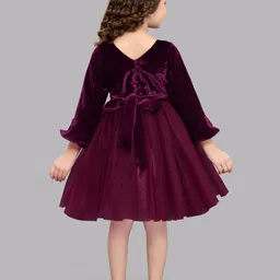 Pink Chick Girls Bell Sleeves Applique Net Fit & Flare Dress image 4