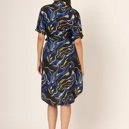 CHARMGAL Abstract Print Shirt Collar Fit & Flare Dress image 5