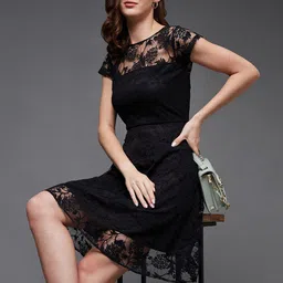 Miss Chase Self Design Fit & Flare Dress image 2