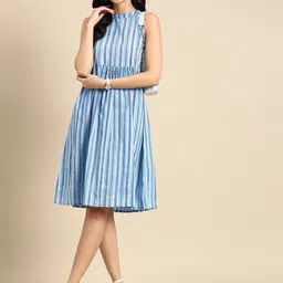 Anouk Pure Cotton Striped Fit & Flare Dress image 5