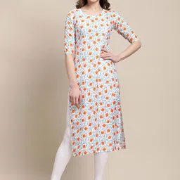 7Threads Women Pack of 6 Digital Printed Crepe Straight Kurtas image 2