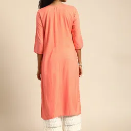 KALINI Floral Embroidered Round Neck Regular Kurta image 3