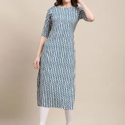 7Threads Women Pack of 6 Digital Printed Crepe Straight Kurtas image 5