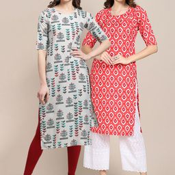 7threads KALINI Women Pack Of 2 Ethnic Motifs Printed Crepe Kurta-picture-20