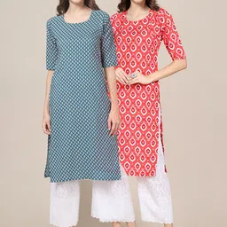 7threads KALINI Women Pack of 2 Block Print Handloom Crepe Kurta-picture-40