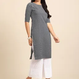 7threads KALINI Women Pack Of 2 Maroon & Black Geometric Printed Crepe Kurta image 5